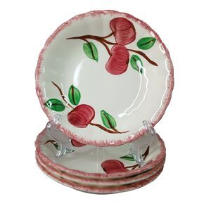 4 Blue Ridge Southern Pottery 4 Sauce Dessert Fruit Bowls Vintage Crab Apple